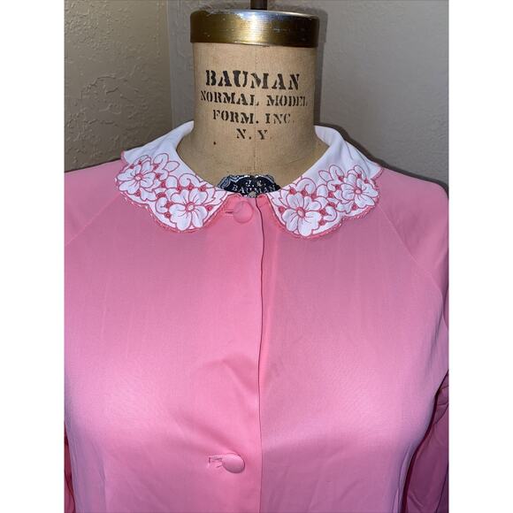 Vintage Lorraine Nightgown Cover Up Bubble Gum Pink Nylon Size Small - Picture 2 of 8